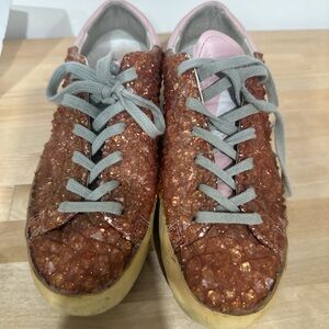 Golden Goose Orange and Pink Textured Sneakers